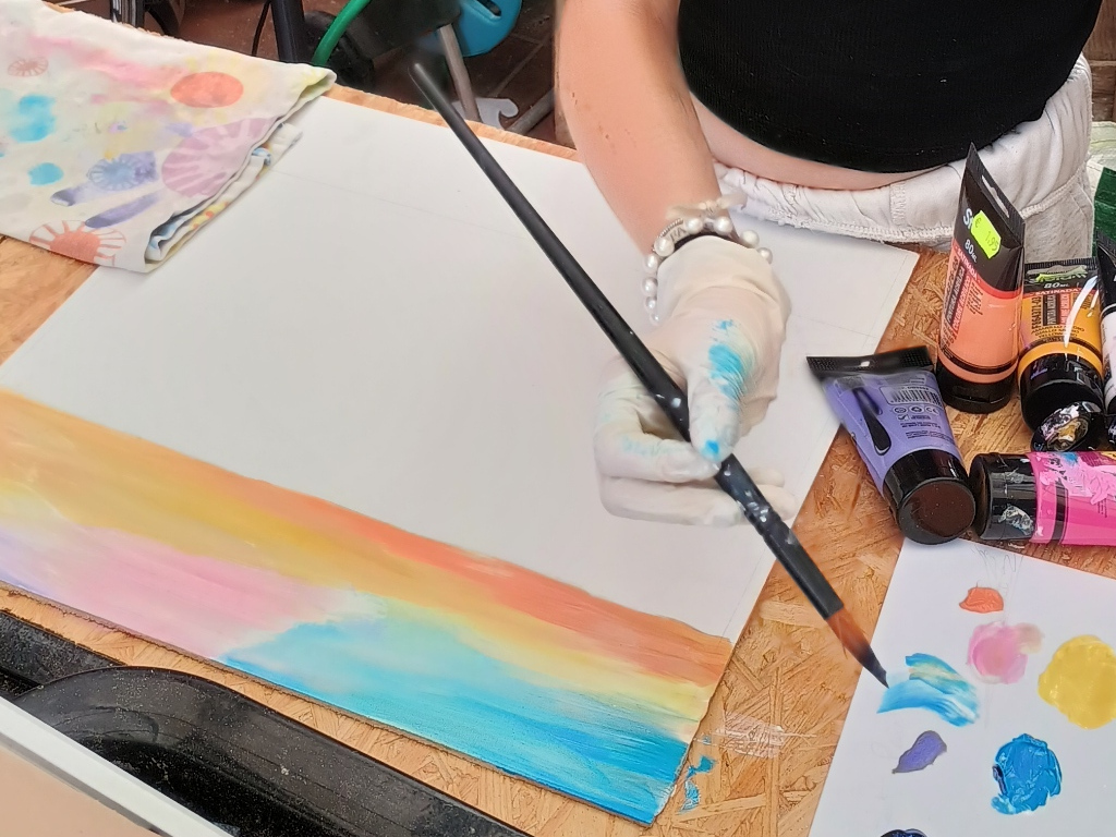 Handmade artwork featuring real sand, shells, and pebbles from Bolonia Beach by Sun Kissed Crafts.